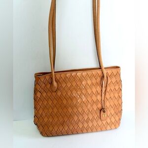 Vintage 90s Etienne Aigner Leather Woven Braided Boho Shoulder Bag